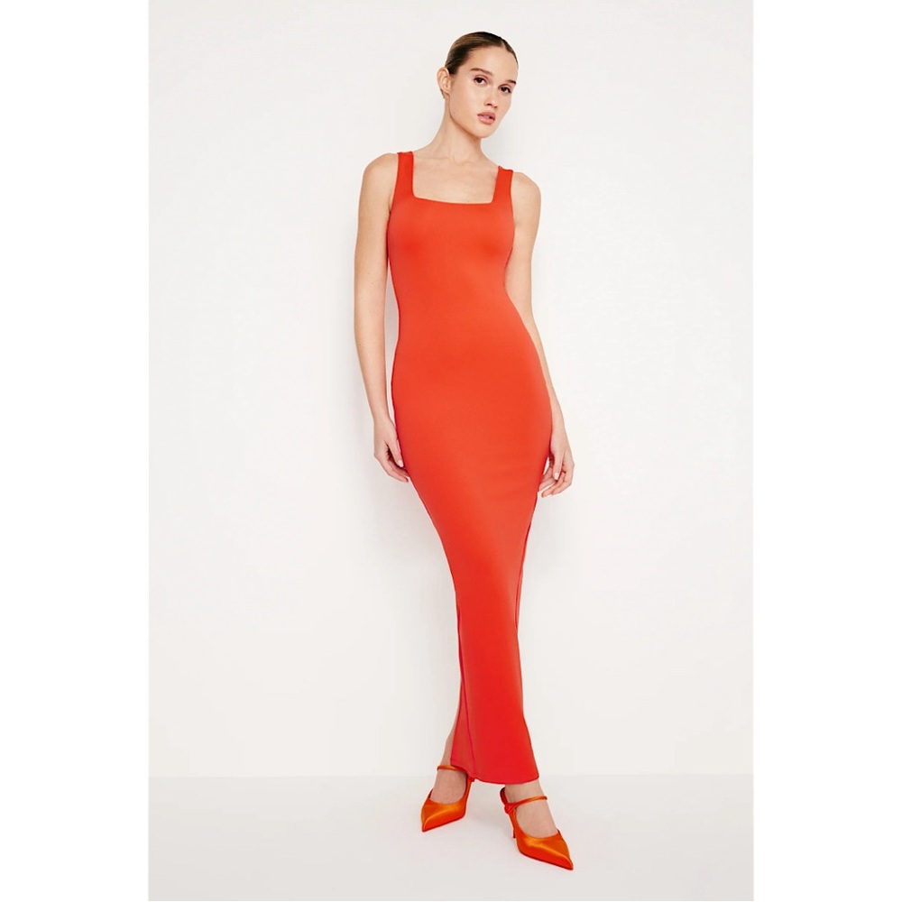 Good American Orange Square-Neck Maxi Dress